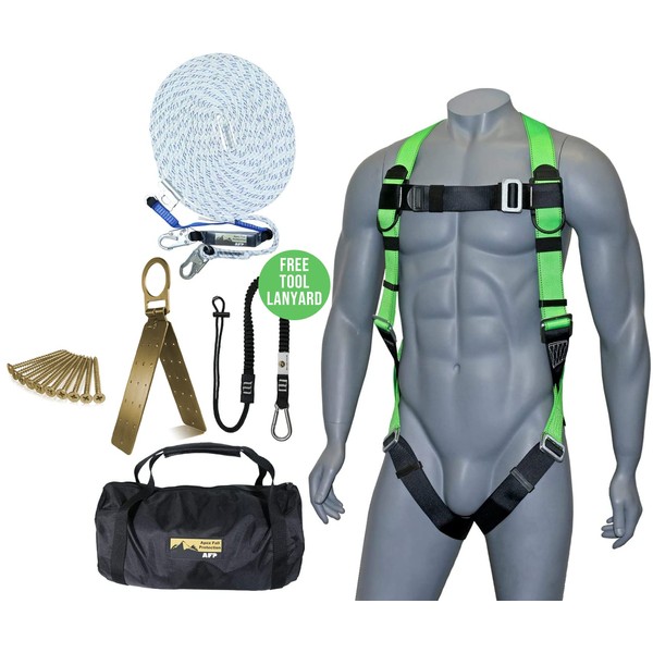 AFP 50FT Fall Protection Roofer Kit Braided Vertical Lifeline w/Rope