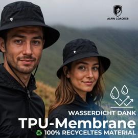 ALPIN LOACKER Outdoor Hat and Sun Hat with UV Protection I Rain Hat Waterproof and Hiking Hat for Mountain Sports Made of Recycled Materials I Fishing Hat Men and Women, Rain hat S-M