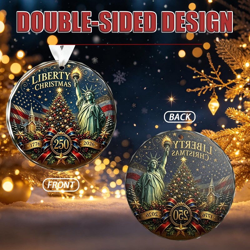 Liberty Christmas Glass Christmas Ornament 2026, America 250th Anniversary