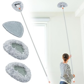Wall Cleaner Mop, Wall Dust Mop Cleaner with 3 Microfiber Mop Pads Wet and Dry Mop for Cleaning Painted Wall, Floor, Ceiling Baseboard Max 82" Long Handled