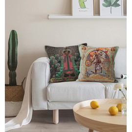 M-Qizi Skeleton Pillow Covers Set - Gothic Pillows, 2 Pieces 18x18 Pillow Cover Witchy, Celestial Decor, Skull Pillow, Decorative Pillows Astrology