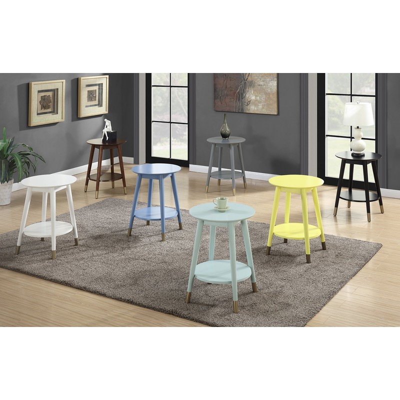 Convenience Concepts Wilson Mid Century Round End Table with Bottom