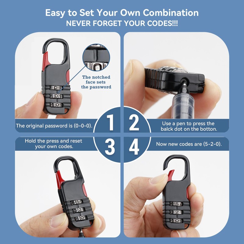 Mini Padlock, BARRYSAIL 3 Pcs Small Locks Set with 3