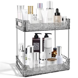 TENDER EPOCH 2-Tier Bathroom Counter Organizer Countertop Storage, Dresser Organizer Vanity Tray for Makeup, Perfume Organizer Cosmetics Skincare Shelf - Grey