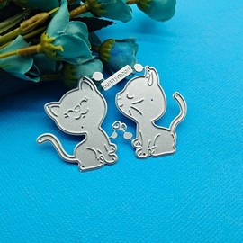 Cute Cat Cutting Dies Stencil Metal Stencil Cutting Dies Stencils for DIY Scrapbooking Photo Album Decorative Embossing Paper Cutting Dies for Card Making (ZC369)