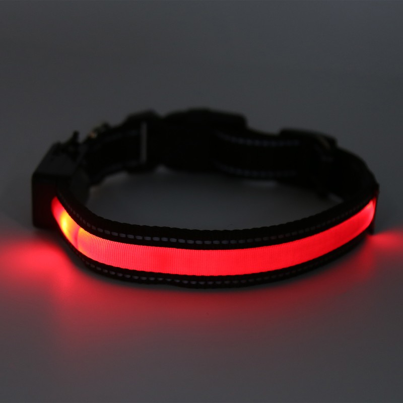 LED Dog Collar USB Rechargeable Solar Luminous Collar Adjustable Lighted