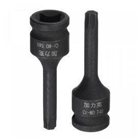 sourcing map T40 Impact Torx Drill Bit 3/8 Inch Square Drive CR-MO Metric Sizes 60 mm Length