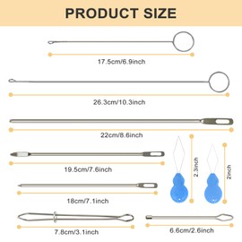 Ayzylpth 15-Pack Drawstring Threader Tool Kit, Stainless Steel Loop Turner Hooks, Metal Drawstring Threaders for Seniors, Crafters & Sewing Enthusiasts (Needle Threaders, Easy Rope Threader Clips)