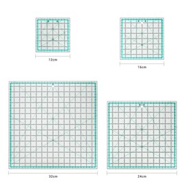 MANUFORE - Reglas cuadradas para acolchar (32 cm/24 cm/16 cm/12 cm) Reglas acrílicas antideslizantes con líneas impresas transparentes para un corte p