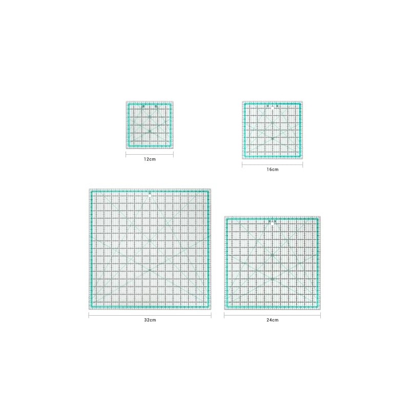 MANUFORE - Reglas cuadradas para acolchar (32 cm/24 cm/16 cm/12