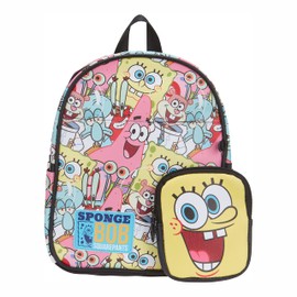AI ACCESSORY INNOVATIONS Nickelodeon’s SpongeBob Square Pants All Over Print Faux Leather 10.5" White Women’s Mini Backpack Purse 2-Piece Set
