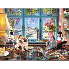 Buffalo Games - Cats Collection - Puzzler's Desk for 168 months to 1200 months - 750 Piece Jigsaw Puzzle, Multicolor