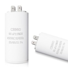 90UF CBB60 Motor Run Capacitor, 450VAC 50/60HZ Cylindrical Capacitor for Motor Run, Washing Machines, Air Conditioners and Water Pumps