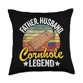 Funny Bean Bag Toss & Cornhole Gifts For Men Father Husband Legend Dad Corn Hole Funny Cornhole Throw Pillow, 18x18, Multicolor