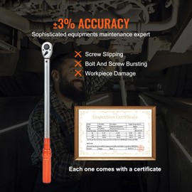 Happybuy Torque Wrench, 1/2-inch Drive Click Torque Wrench 20-250 ft.lb / 34-340 Nm, Dual-Direction Adjustable, Mechanical Dual Range Scales with Adapters & Extension Rod