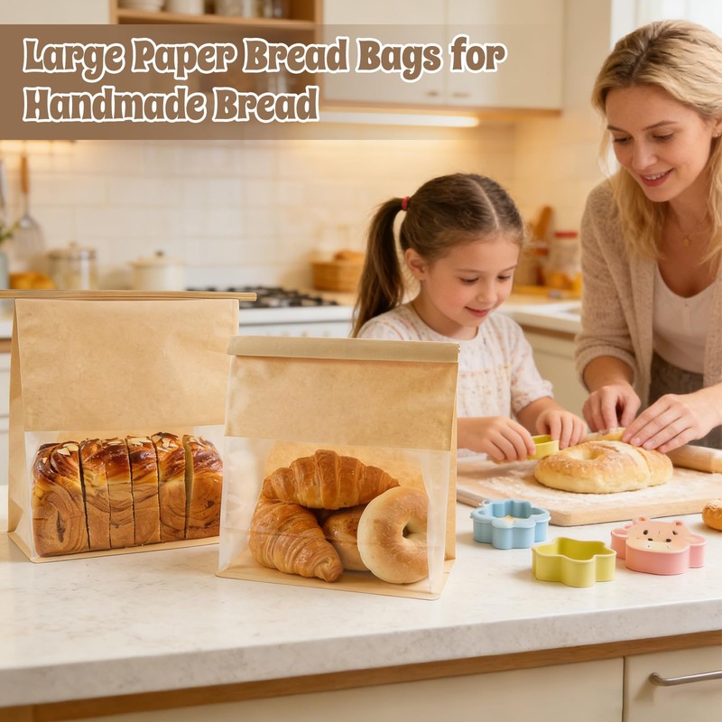 MTOPHLS 20 Pack Large Paper Bread Loaf Bags with Tin