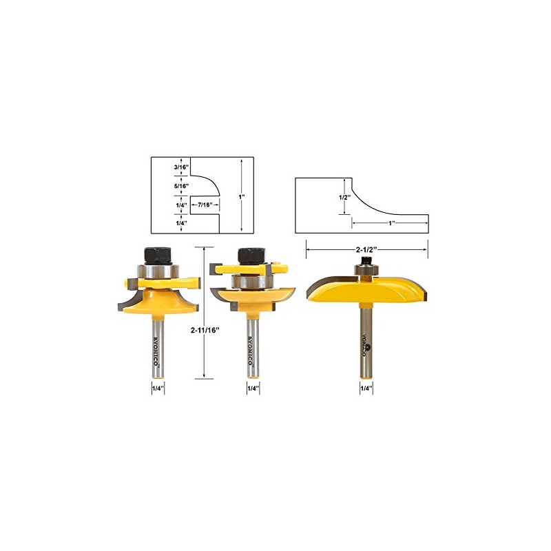 YONICO Raised Panel Cabinet Door Rail and Stile Router Bits
