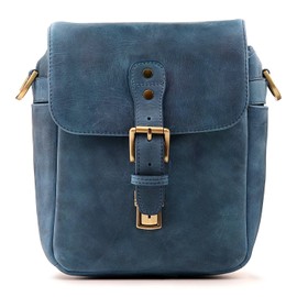 MegaGear Torres Mini MG1330 Genuine Leather Camera Messenger Bag for Mirrorless, Instant and DSLR Cameras - Blue