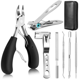 Triko Kit de Manicura Profesional, 7 Piezas de Accesorios de Manicura, Cortaúñas Gruesas para Adultos Mayores, Cortauñas para Adultos con Mango Largo, Cortauñas Grandes para Uñas Gruesas