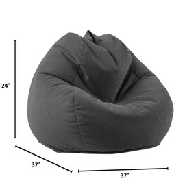 LPMOERA 3FT Bean Bag Chairs for Kids/Teens with Memory Foam Filling Bean Bag Sofa with Handle Ultra Soft Washable Corduroy Fabric Lazy Sofa for Living Room Bedroom College Dorm Dark Grey