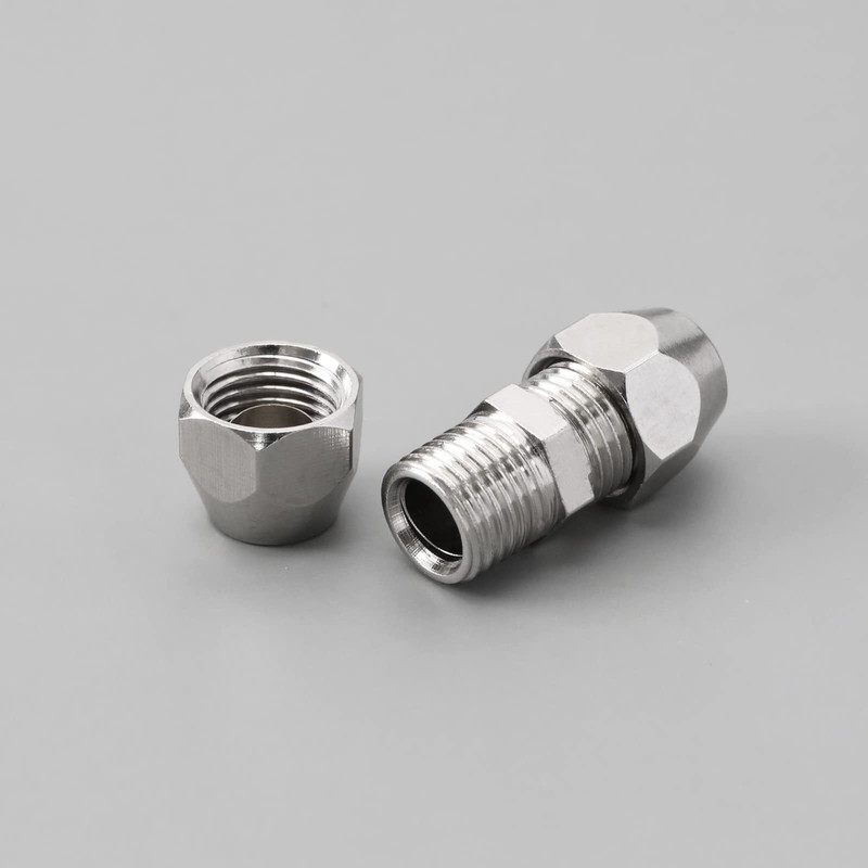 VGOL 2PCS 8mm Double Ferrule Pipe Fitting Straight Compression Fitting