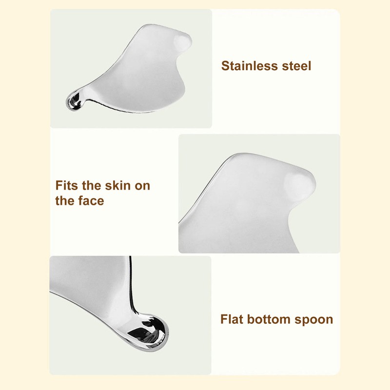 Stainless Steel Gua Sha Board Puffiness Reduction Lymphatic Drainage Heart