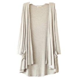 ROCAROCA Women's Long Cardigan, Long Sleeve, Cardigan, Thin, Plain, Stretch, Simple,, gray (light gray)