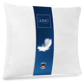 LILENO HOME Feather Pillow 80 x 80 cm [Set of 1] - Cushion 80 x 80 cm Made of Feathers as Pillow, Sleeping Pillow and Bed Pillow Perfect for Allergy Sufferers and Children - Spring Core Pillow with