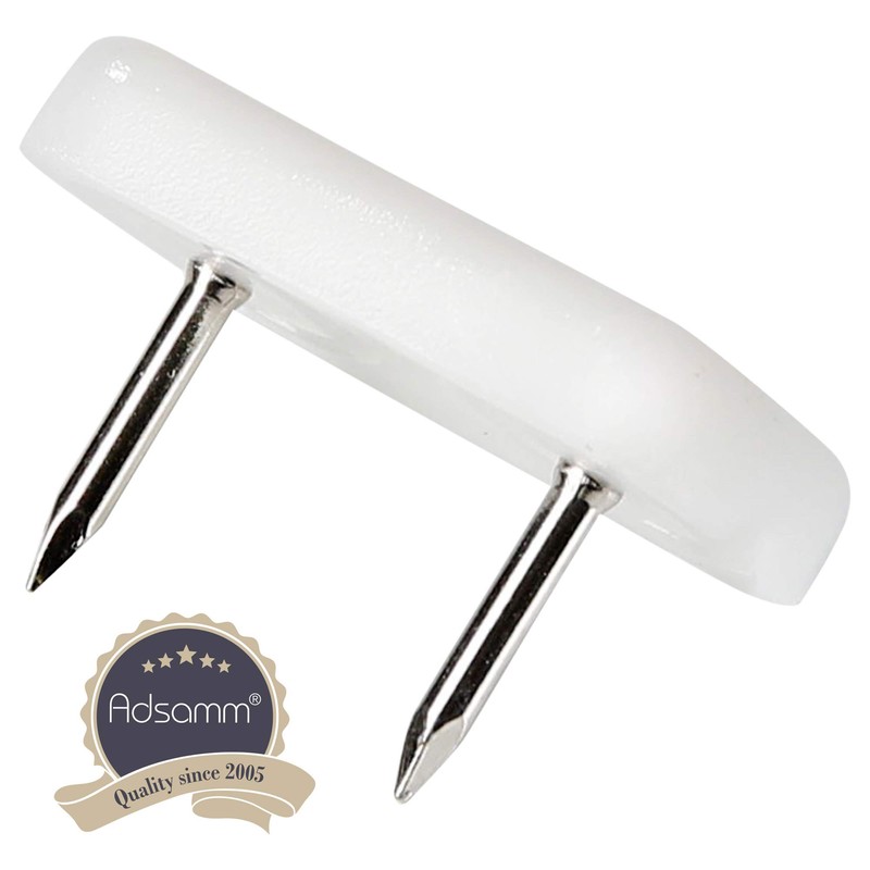 Adsamm® 16 x Plastic Gliders with 2 Nails / White