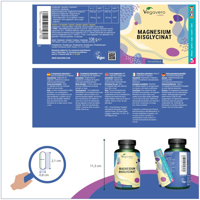 Magnesium Bisglycinate Capsules High Dose 400 mg Elementary Magn. per