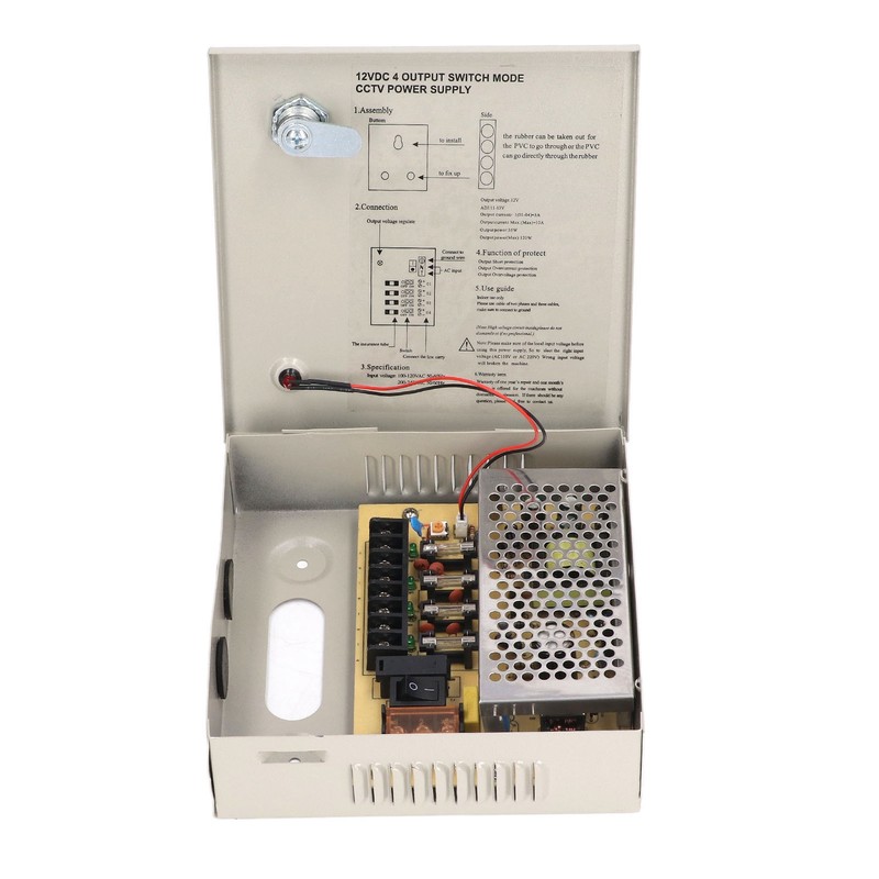 4 Channel 12V CCTV Power Supply 3A Fuse Closed Circuit