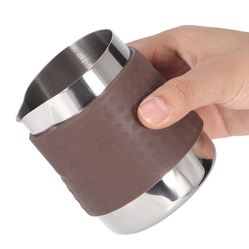 350ml Stainless Steel Milk Frothing Cup Anti-Scald Silicone Coffee Pitcher