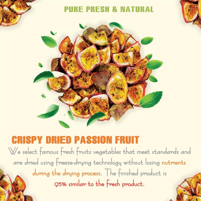 CRISPY DRIED PASSION FRUIT 2.47 oz (70g) VIETFARMFOOD: Freeze-dried, no