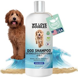 Organic Dog Shampoo, Conditioner & Detangler - Best Shampoo for Goldendoodles, Poodles & Doodles - for Matted Pet Hair - Sensitive Skin Shampoo for Puppies - Made in The USA, 16OZ (Ocean Breeze) - Scent: Unscented