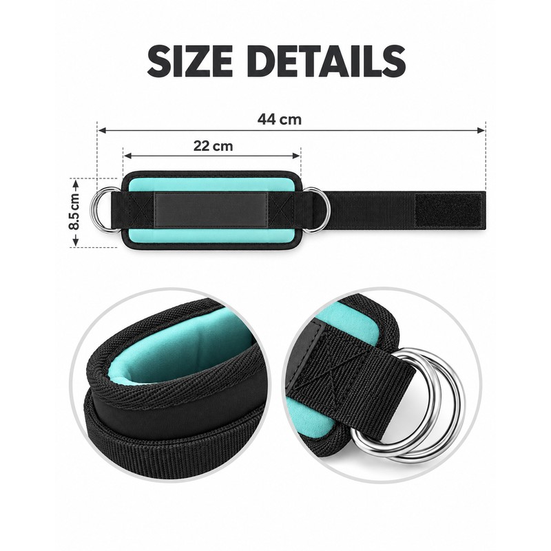 Adjustable Ankle Straps for Cable Machine Workouts – Padded Dual