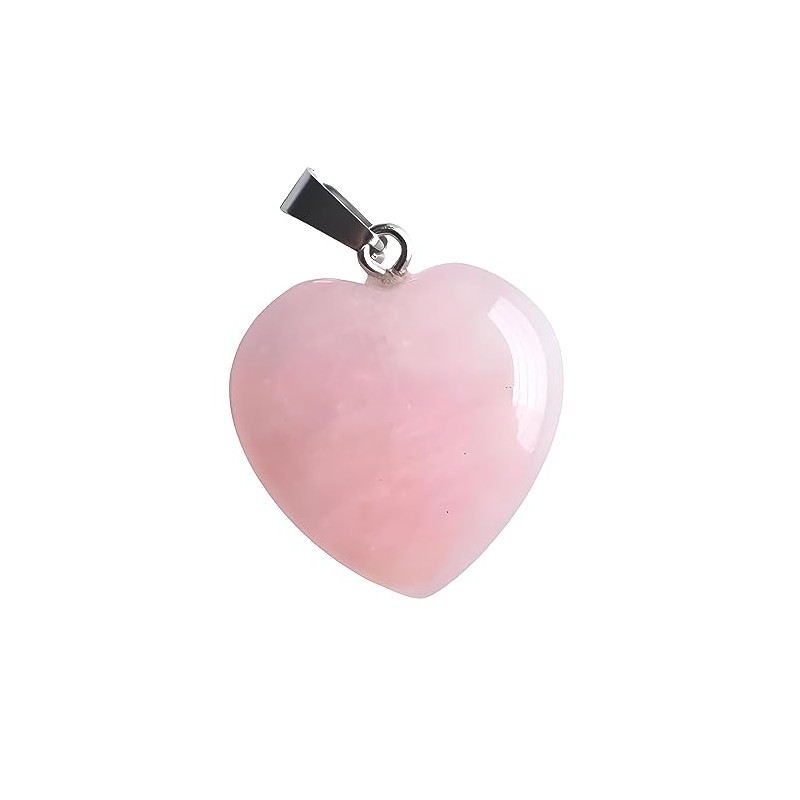 RICHARD-911 Dije Corazón Cuarzo Rosa Para Collar Cadena Joyería Colgante