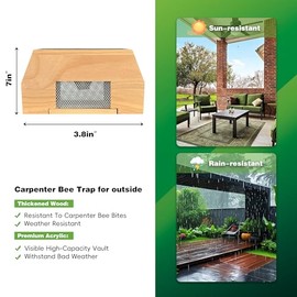 Carpenter Bee Trap for Outside, Leaning Tower Nature Hanging Wood Boring Bee Trap for Outdoor Insect Trap