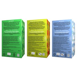 Pukka Bio-Tee Set Bauchgefühl mit den Tee-Sorten Drei Minze, Drei Ingwer und Feel New. Auswahl an Bio-Kräutertees, 100% bio, fair und nachhaltig (3 Teepackungen à 20 Teebeutel)