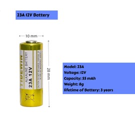 23a 12V Battery for Remote Control and Doorbells,23a 12V Alkaline Batteries， 23A 12 Volt A23 Battery- Long Lasting 12 V Batteries 5 Pack