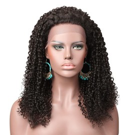 Black Textures Human Hair Lace Front Wig, Tight Curly Style, Natural Black, 13x4 Lace (14 Inches)