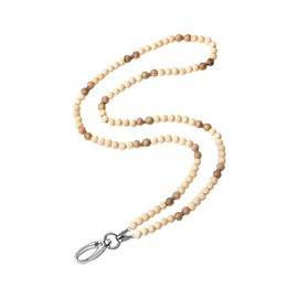 FSSTUD Wooden Beads Lanyard ID Badges Key Chain Holder Teacher Breakaway Lanyard Nurse Necklace Boho Keychain Id Lanyard for Women A