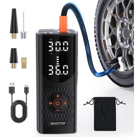 Tire Inflator Portable Air Compressor, 160 PSI Cordless Air Pump for Car Tires with Digital Pressure Gauge, LED Light & Auto Shut-Off, 5X Fast Inflation for Car, Motorcycle, Bicycle, Ball