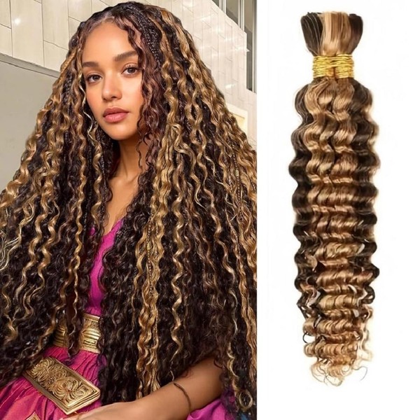 Human Braiding Hair for Boho Braids 110g 4/27 Highlight Deep