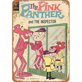 ALVANDA - Letrero de metal clásico de 8 x 12 pulgadas - Tin74 The Pink Panther Comic - Diseño clásico para decoración de pared de oficina
