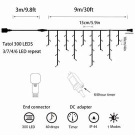 LED Icicle Style Lights,Icicle Lights with Twinkling strobes,Sparkling Icicle Lights for Indoor Outdoor Eaves Christmas Wall Decorations (29.5FT white cable icicle, Cool white + Warm White Strobe)