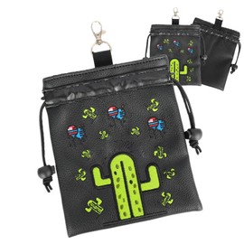 Golf Tee Pouch,PU Leather Golf Tee Storage Bag | Golf Ball Storage Bag with Metal Carabiner for Men, Women, Teens,