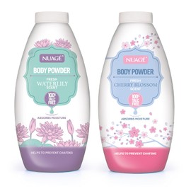 Nuage Body Powder Set - Talc-Free, Cherry Blossom and Water Lily Scents, Anti-Chafing and Moisture Absorbing - 2 Pack