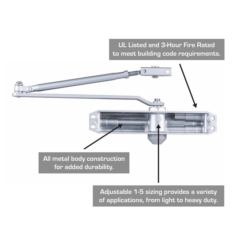 BRINKS Commercial - Heavy Duty Commercial Door Closer, Aluminum Finish