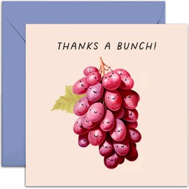 Old English Co. Fun Thank You Card for Women and Men - 'Thanks a Bunch' Grape Pun - Thank You Card for Him or Her - Cad for Friends and Family | Blank Inside with Envelope