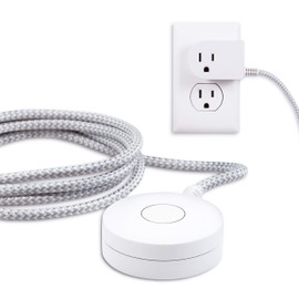 Cordinate Designer Switch Plug with Braided Cord, 2 Pack, 6 Ft. Long Power Cable, for Tabletop or Wall Mount, Perfect for Lamps/Seasonal Lights, 3 Prong, Slip Resistant Base, White/Gray, 50033